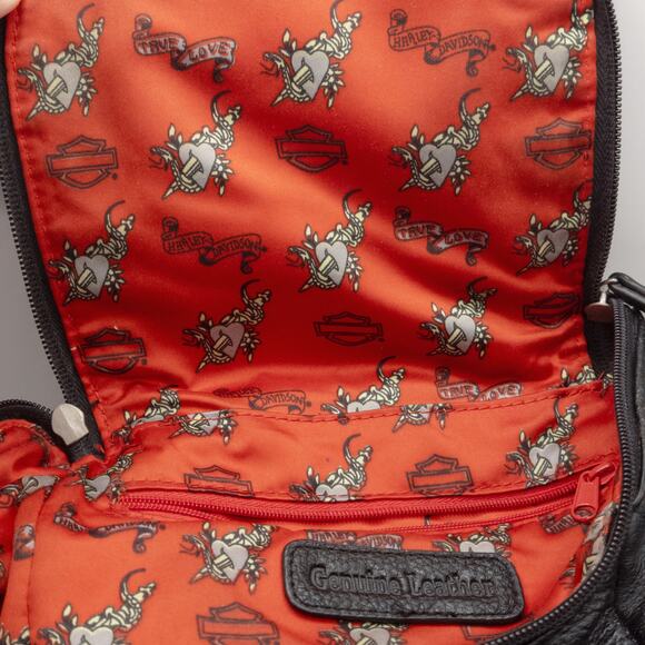 Harley-Davidson Women’s Mini Biker Backpack Black Pebbled Leather Studded Logo - Picture 7 of 11